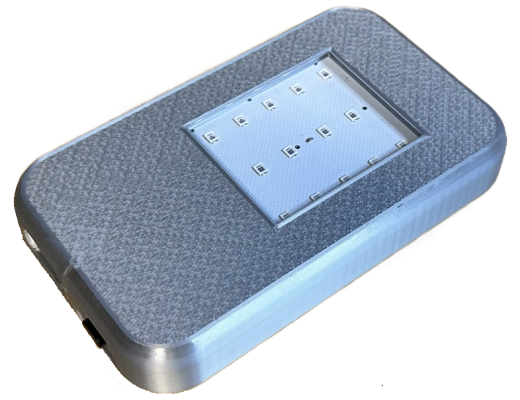 Rejuv device showing LED aperture and contact surface