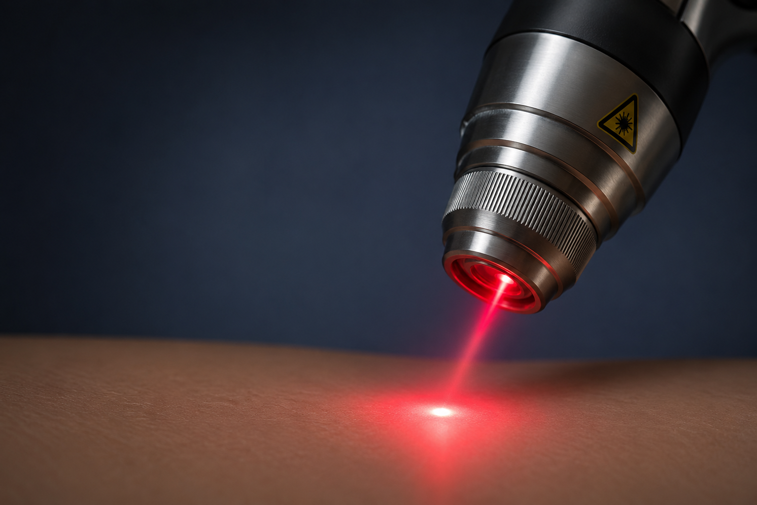 Therapy laser emitting red light onto a surface
